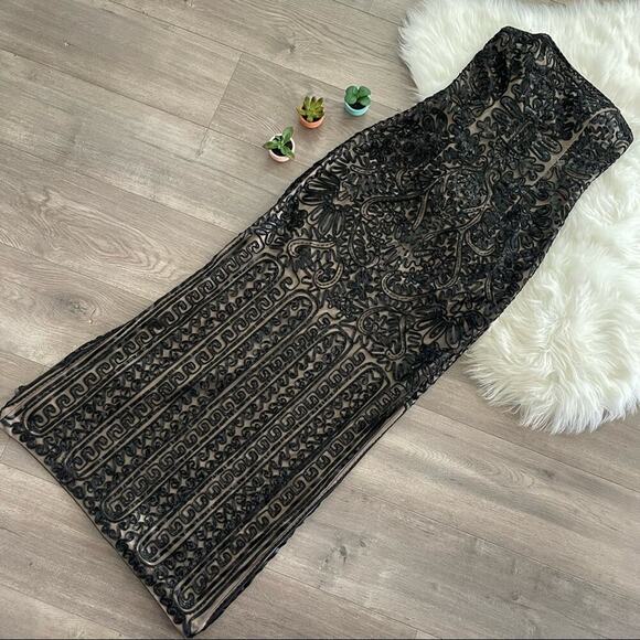 New Sue Wong Black Nocturne Divine Embroidered Strapless Maxi Evening Gown 12 - Picture 1 of 9